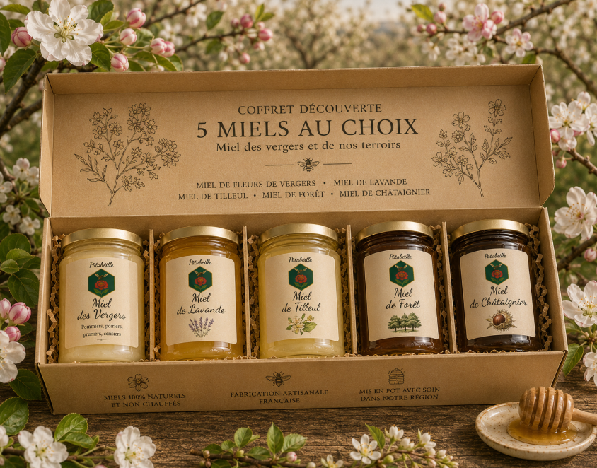 Coffret 5 miels au choix